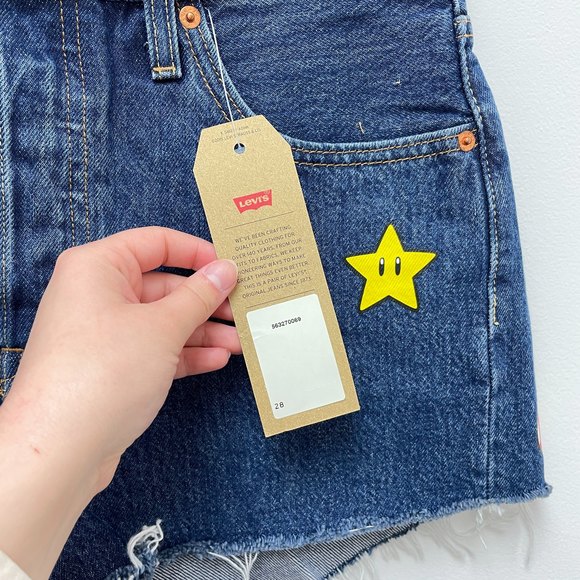 NWT Limited Edition Super Mario Levi's 501 High Rise Button Fly Cutoff Shorts - Picture 9 of 9